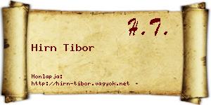 Hirn Tibor névjegykártya